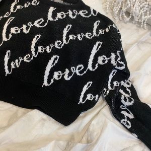 Cropped Knit “Love” multi sweater